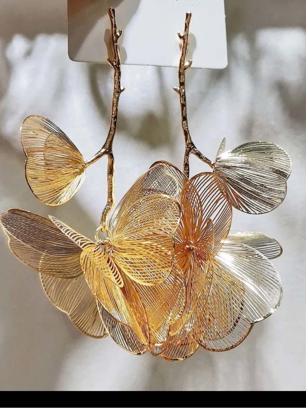 Gold Floral Statement Earrings